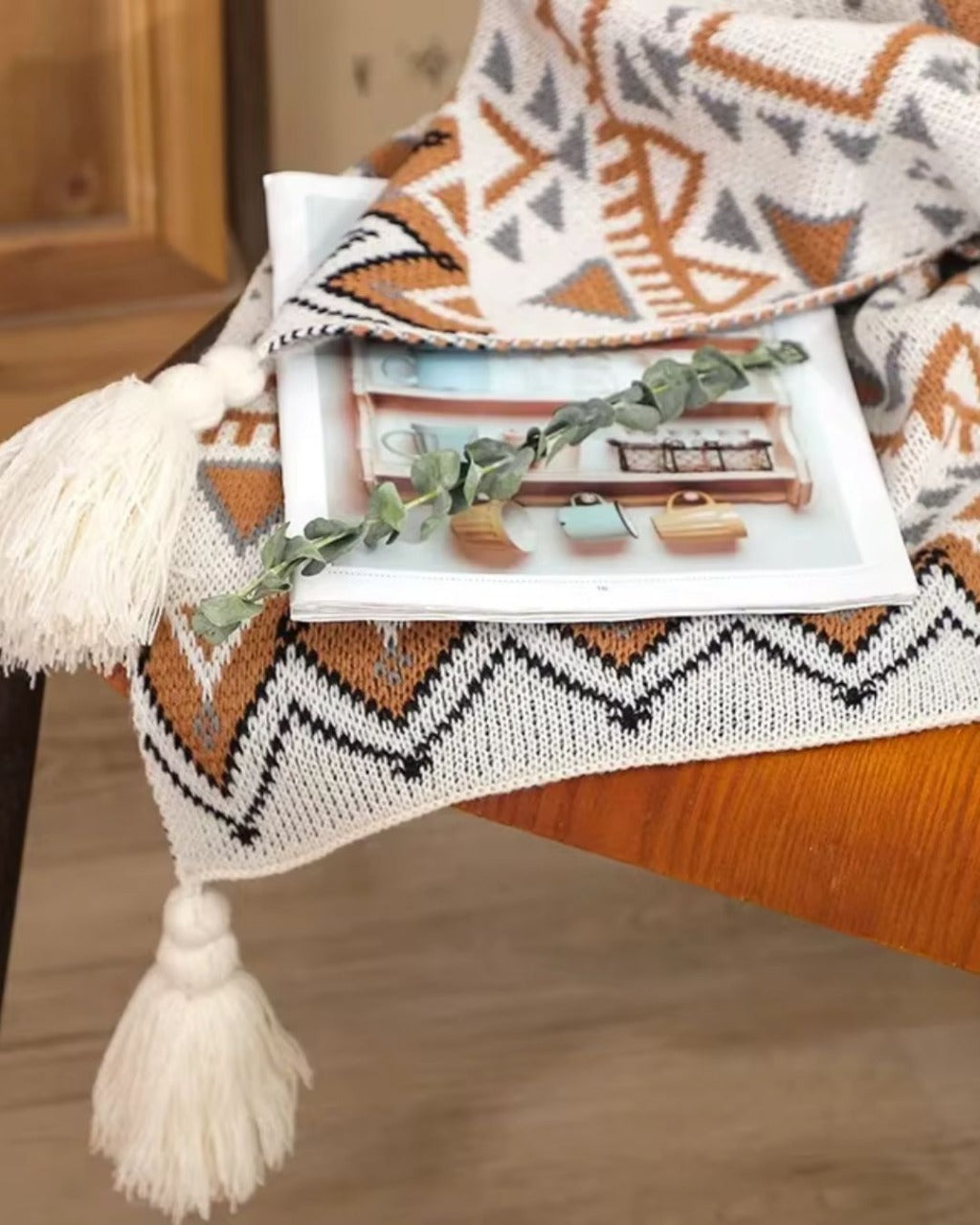 Manta de Tricô Grossa Boho Navajo Macia e Aconchegante | Home Gaju