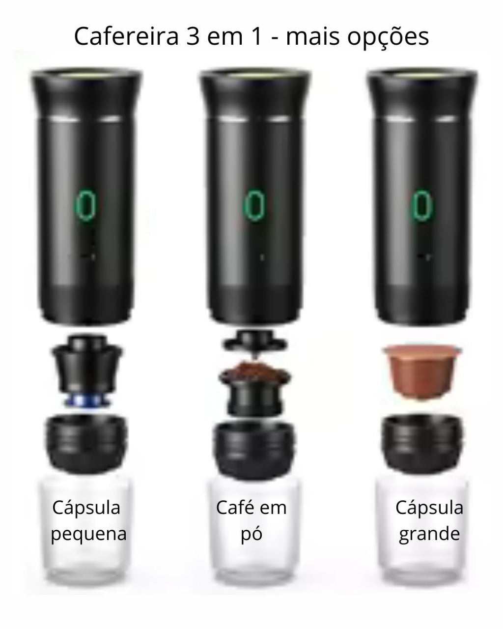 Máquina de Café Expresso Portátil Elétrica 3 em 1, Cápsulas e Pó, Sem Fio, Ideal para Carro, Casa e Viagem | Home Gaju