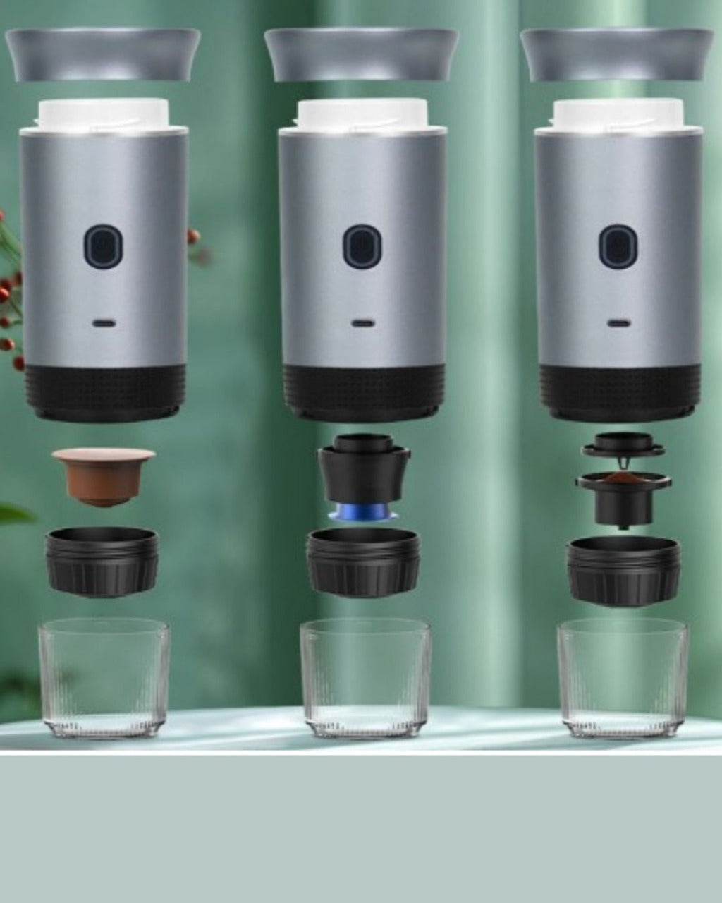 Máquina de Café Expresso Portátil Elétrica 3 em 1, Cápsulas e Pó, Sem Fio, Ideal para Carro, Casa e Viagem | Home Gaju