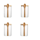 Pote de Armazenamento de Vidro com Tampa de Bambu Selada - 280 ml, Hermético com Colher | Home Gaju
