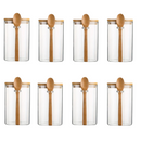 Pote de Armazenamento de Vidro com Tampa de Bambu Selada - 280 ml, Hermético com Colher | Home Gaju