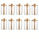 Pote de Armazenamento de Vidro com Tampa de Bambu Selada - 280 ml, Hermético com Colher | Home Gaju