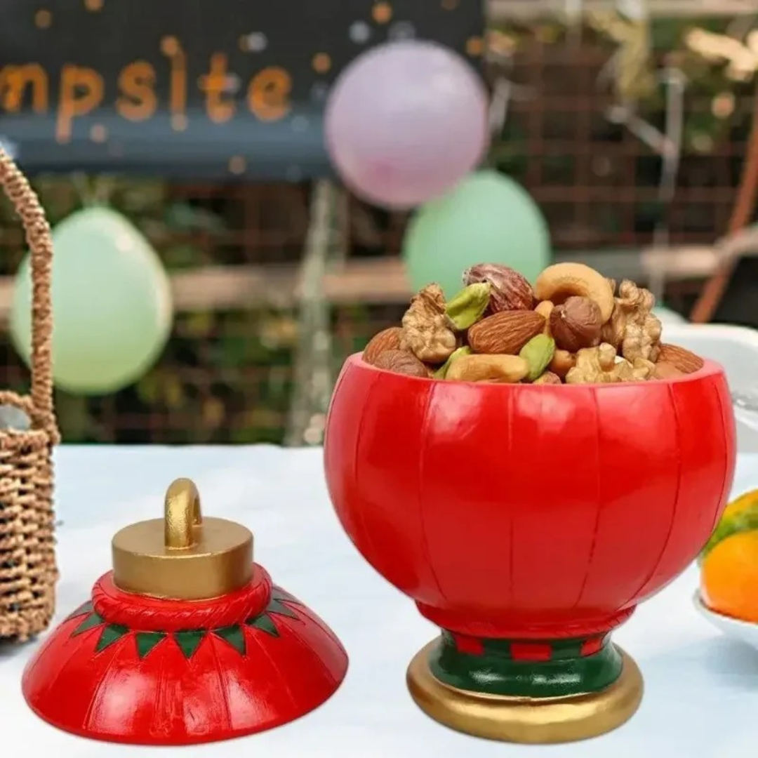 Pote de Doces de Natal com Camada Dupla em Resina pote com grãos