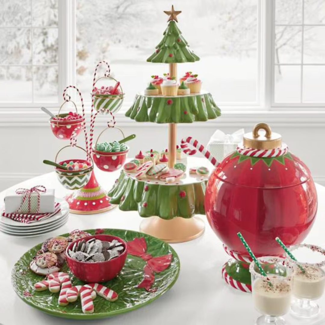 Pote de Doces de Natal com Camada Dupla em Resina pote na mesa
