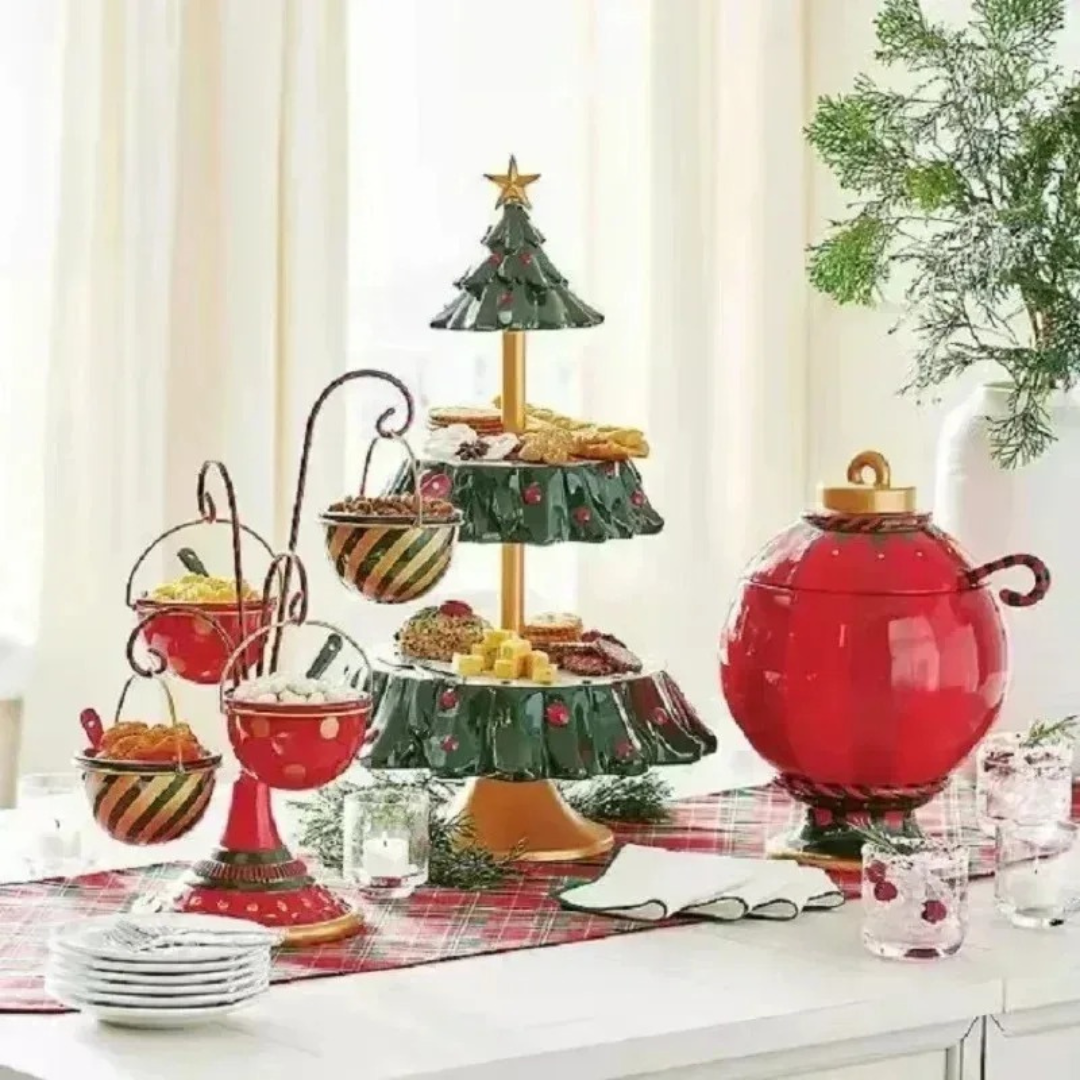 Pote de Doces de Natal com Camada Dupla em Resina pote na mesa perto da flor