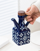 Pote de Óleo de Cerâmica 250 ml com Tampa de Madeira e Alça | Home Gaju