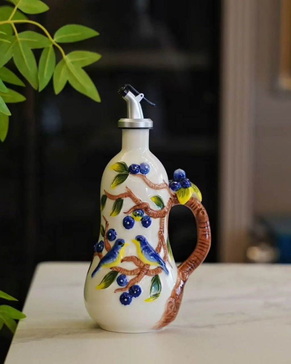Pote de Tempero em Cerâmica com Relevo de Cereja Utensílios de Cozinha  | Home Gaju