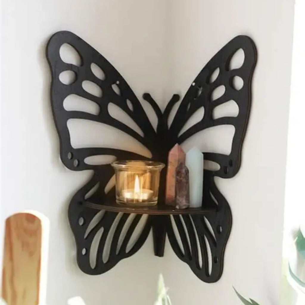 Prateleira de Canto de Parede em Madeira Estilo Boho | Home Gaju