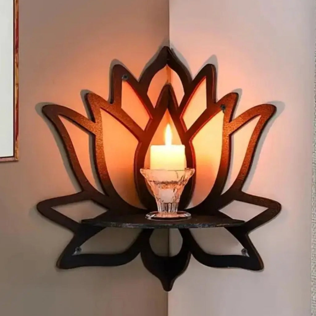 Prateleira de Canto de Parede em Madeira Estilo Boho | Home Gaju