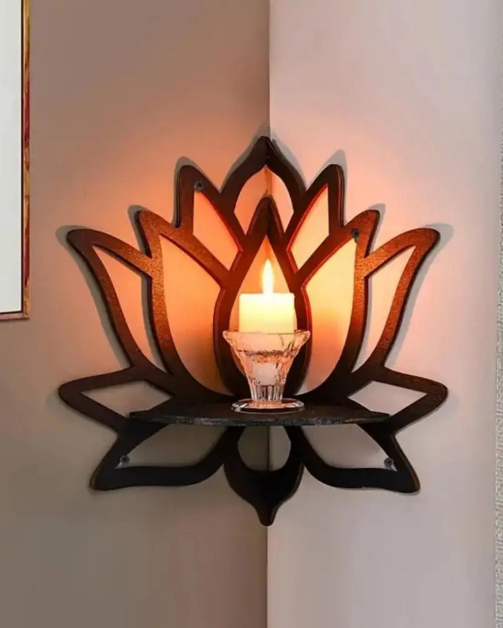 Prateleira de Canto de Parede em Madeira Estilo Boho | Home Gaju