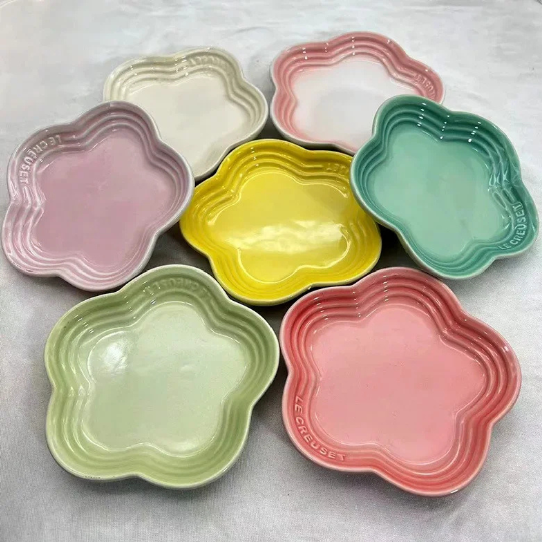 Prato Pequeno de Cerâmica Flor de Ameixa 14cm Estilo Francês para Sobremesas e Molhos | Home Gaju
