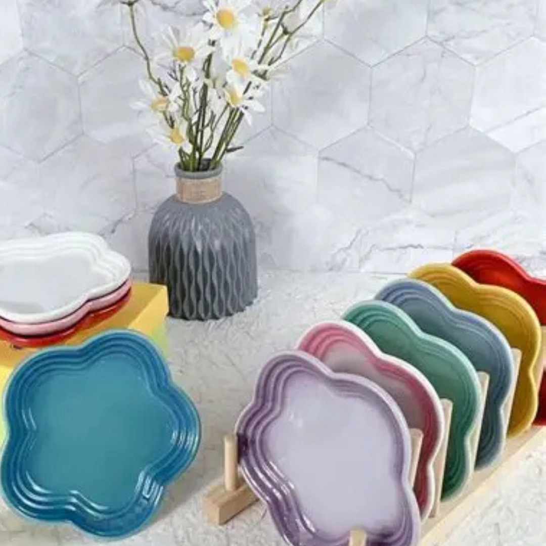 Prato Pequeno de Cerâmica Flor de Ameixa 14cm Estilo Francês para Sobremesas e Molhos | Home Gaju