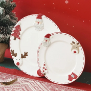 Prato de Cerâmica Natalino | Papai Noel, Alce, Árvore de Natal | Home Gaju