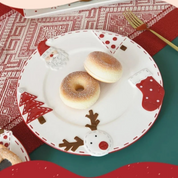 Prato de Cerâmica Natalino | Papai Noel, Alce, Árvore de Natal | Home Gaju