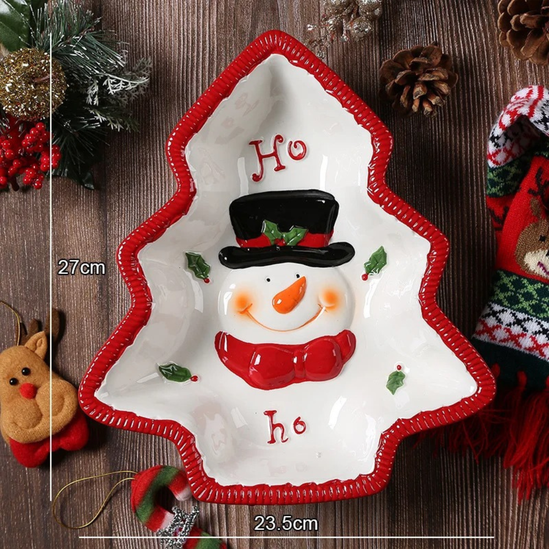 Prato de Cerâmica Natalino com Papai Noel Pintado à Mão  Sobremesas e Biscoitos  Home Gaju