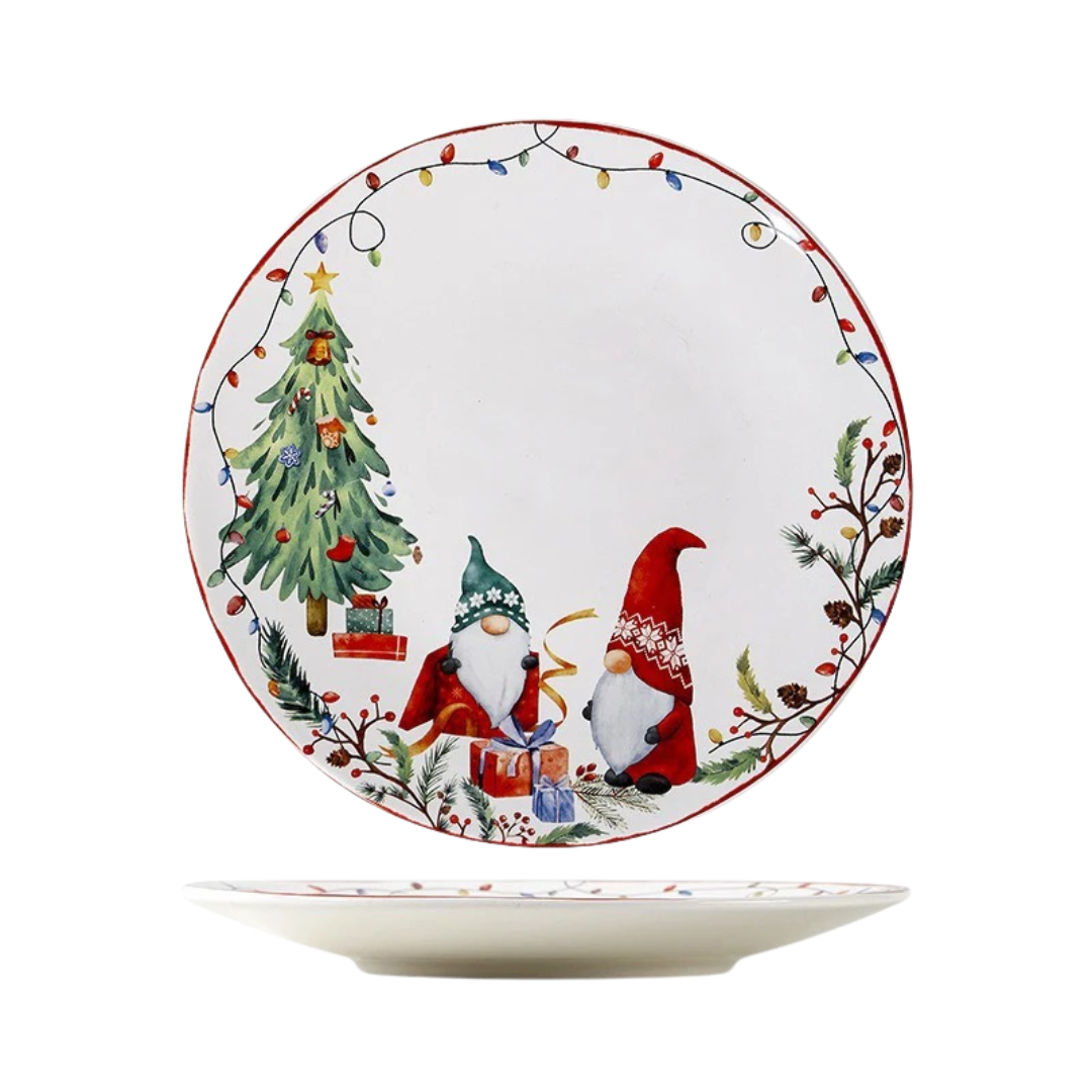 Prato de Jantar de Cerâmica com Tema de Natal - Papai Noel, Micro-ondas e Lava-louças  Home Gaju