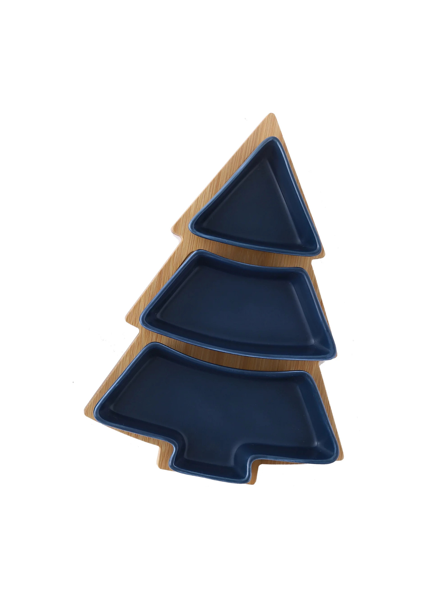 Prato de Sobremesa em Cerâmica Formato Árvore de Natal azul