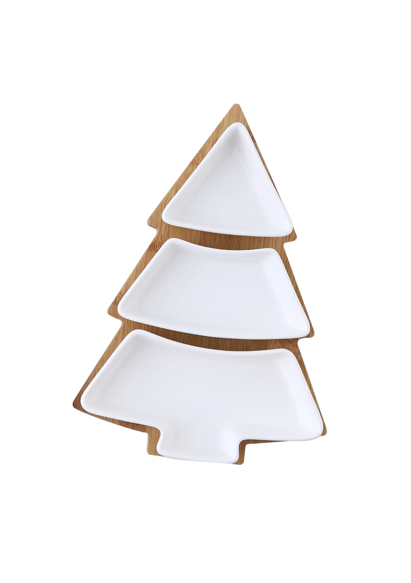 Prato de Sobremesa em Cerâmica Formato Árvore de Natal branco