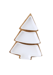 Prato de Sobremesa em Cerâmica Formato Árvore de Natal branco