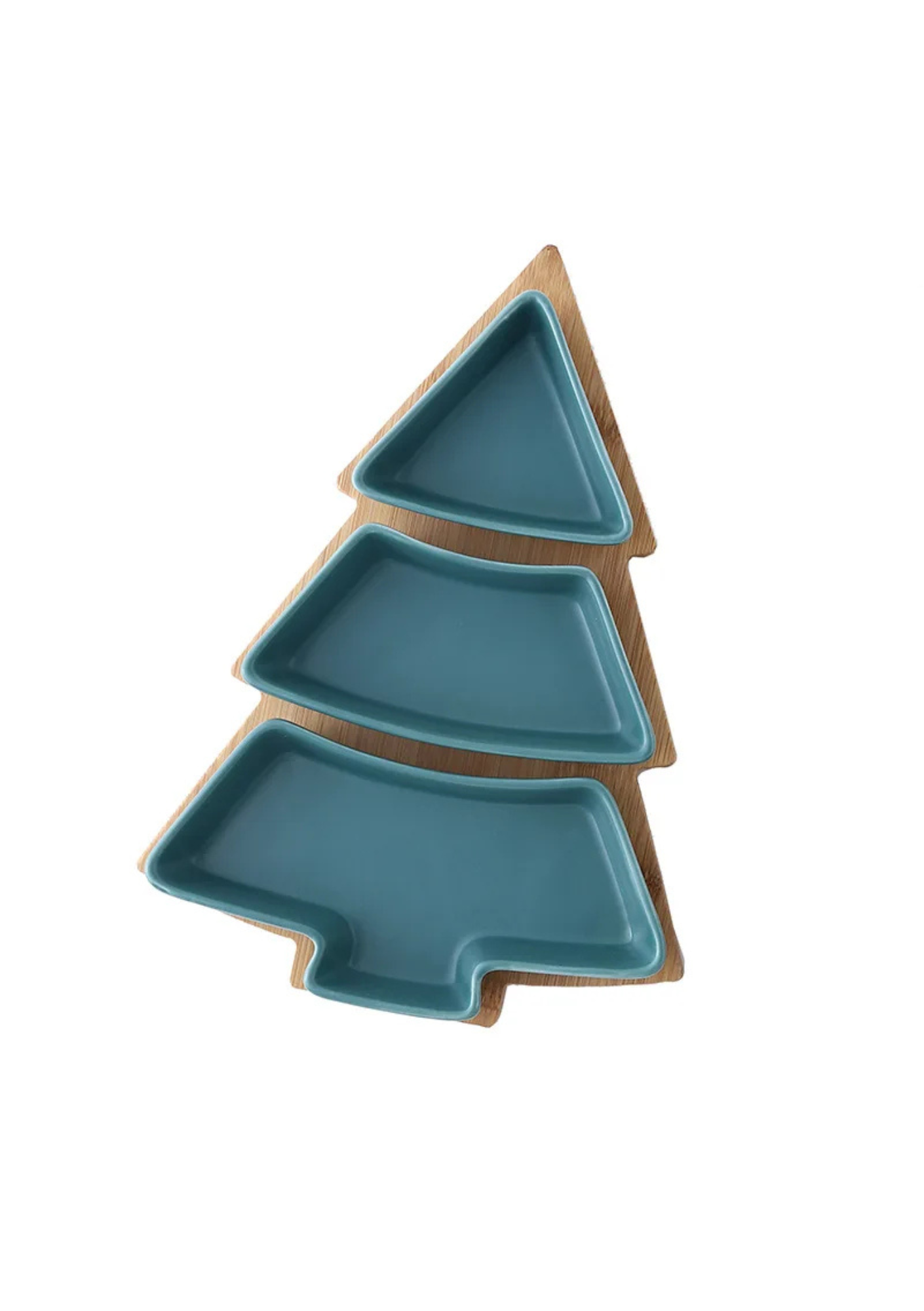 Prato de Sobremesa em Cerâmica Formato Árvore de Natal verde