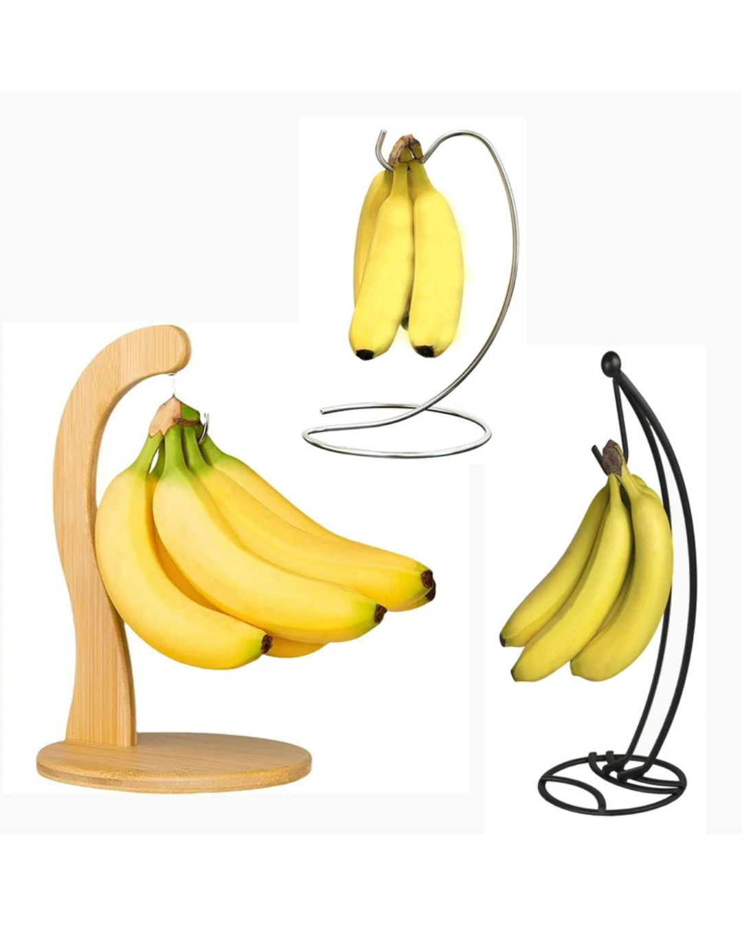 Rack de Banana com Ganchos em Bambu ou Ferro Suporte de Frutas Frescas | Home Gaju