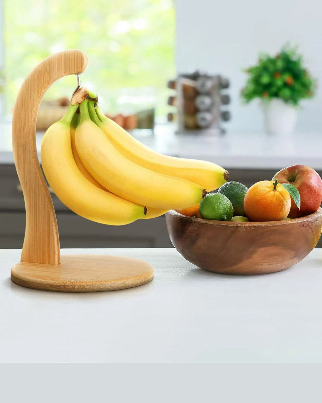 Rack de Banana com Ganchos em Bambu ou Ferro Suporte de Frutas Frescas | Home Gaju