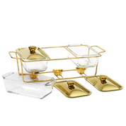  Rechaud Aquecedor de Alimentos Luxo para Buffet 1,5L | Aço Inoxidável e Vidro Temperado | Home Gaju