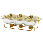  Rechaud Aquecedor de Alimentos Luxo para Buffet 1,5L | Aço Inoxidável e Vidro Temperado | Home Gaju