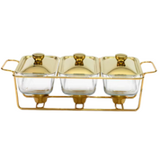  Rechaud Aquecedor de Alimentos Luxo para Buffet 1,5L | Aço Inoxidável e Vidro Temperado | Home Gaju