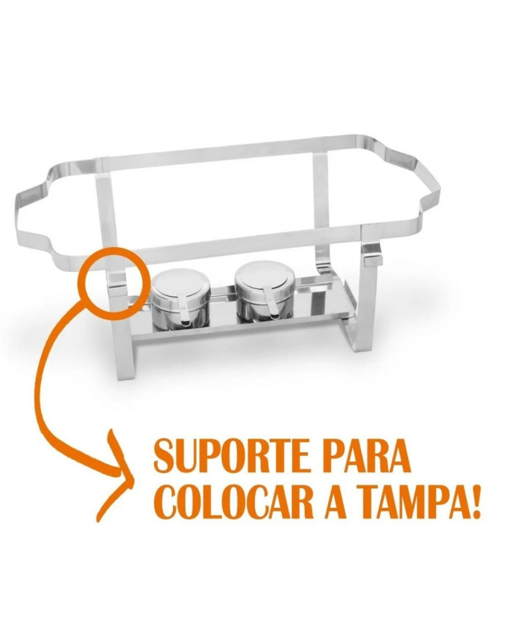 Rechaud Retangular de Aço Inox 9L com 2 Cubas Banho Maria Profissional | Home Gaju