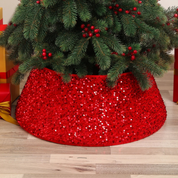 Saia para Árvore de Natal com Lantejoulas Impressas saia vermelha