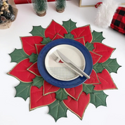 Sousplat Poinsétia Bordado para Natal Jogo Americano para Decoração de Mesa  Home Gaju Loja de Mesa Posta Home Gaju