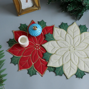 Sousplat Poinsétia Bordado para Natal Jogo Americano para Decoração de Mesa  Home Gaju Loja de Mesa Posta Home Gaju