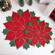Sousplat Poinsétia Bordado para Natal Jogo Americano para Decoração de Mesa  Home Gaju Loja de Mesa Posta Home Gaju