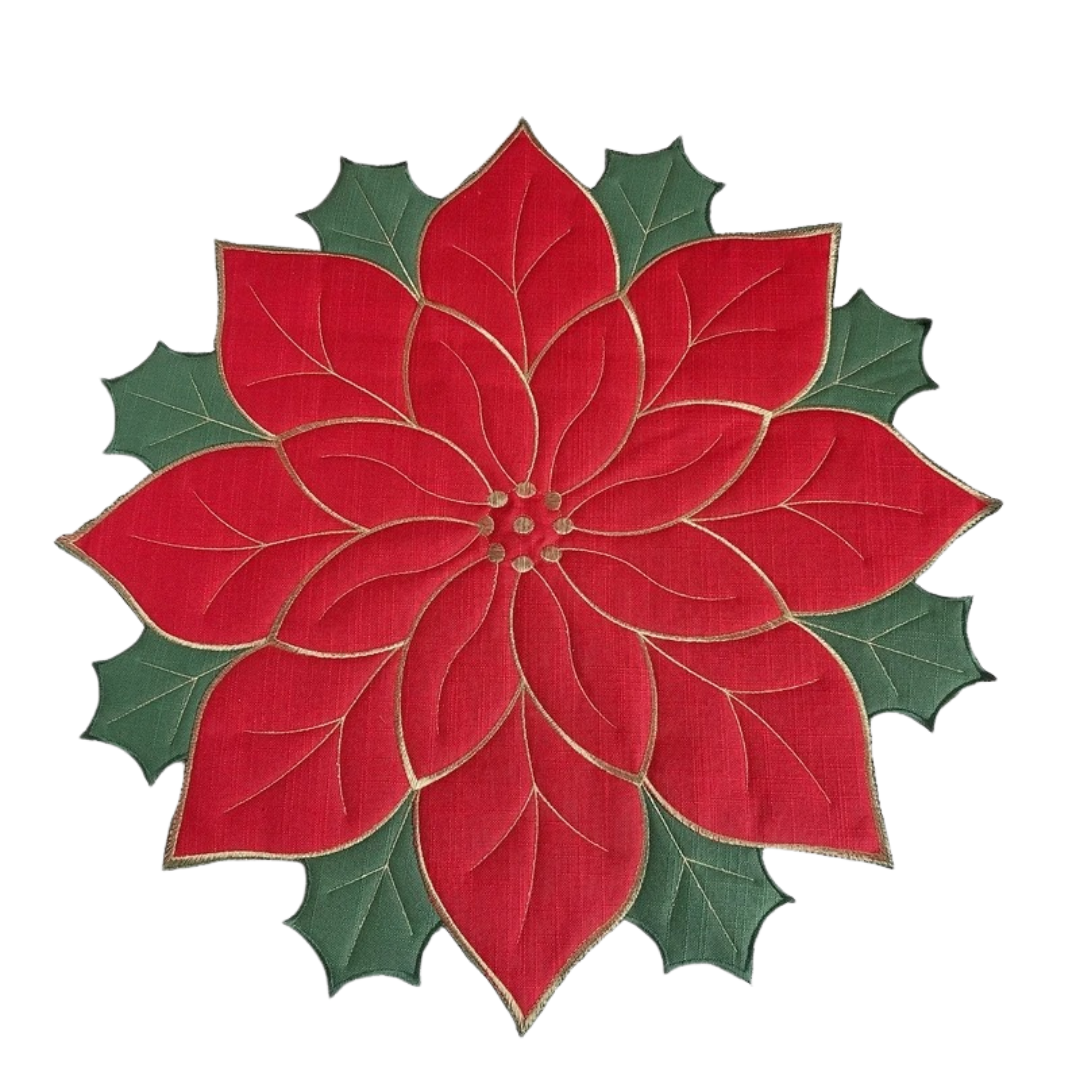 Sousplat Poinsétia Bordado para Natal Jogo Americano para Decoração de Mesa  Home Gaju Loja de Mesa Posta Home Gaju
