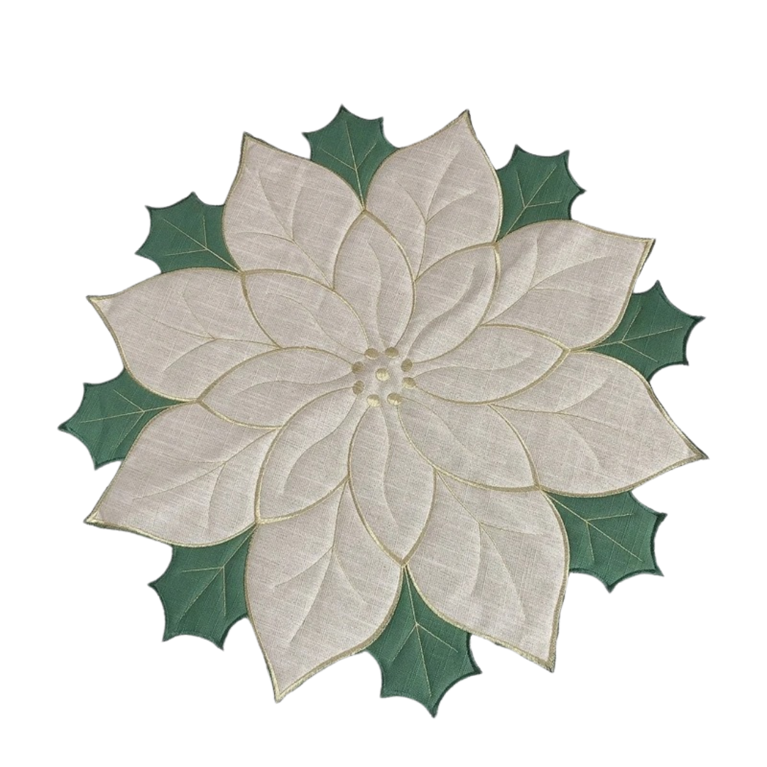 Sousplat Poinsétia Bordado para Natal Jogo Americano para Decoração de Mesa  Home Gaju Loja de Mesa Posta Home Gaju