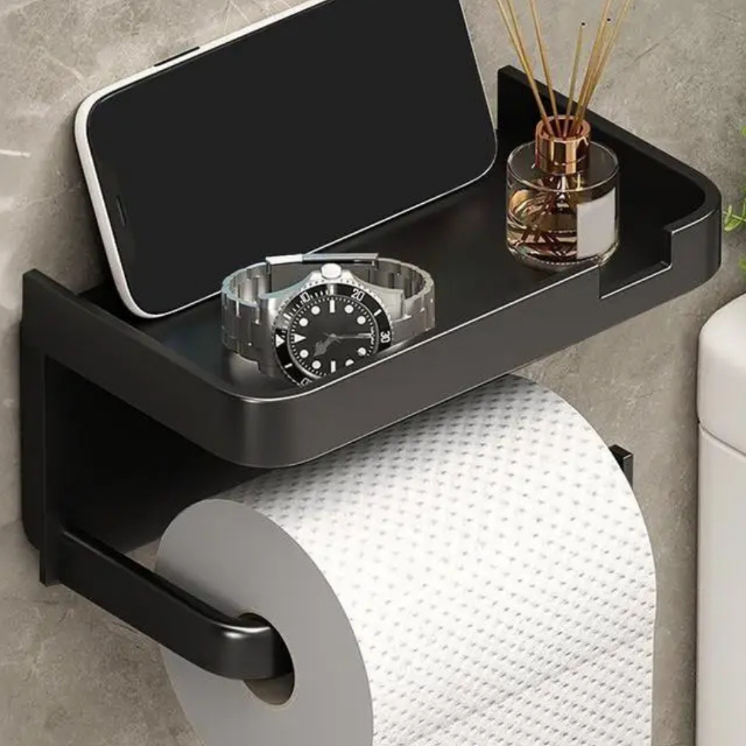 Suporte de Papel Higiênico Adesivo com Prateleira | Home Gaju