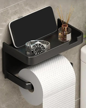 Suporte de Papel Higiênico Adesivo com Prateleira | Home Gaju