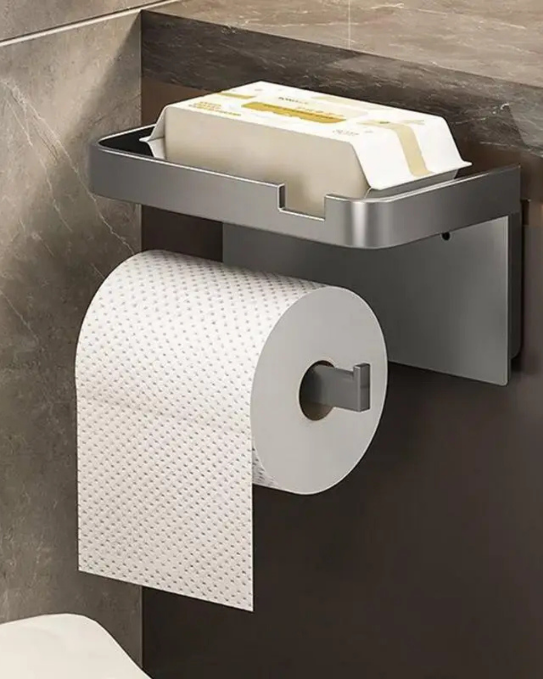 Suporte de Papel Higiênico Adesivo com Prateleira | Home Gaju