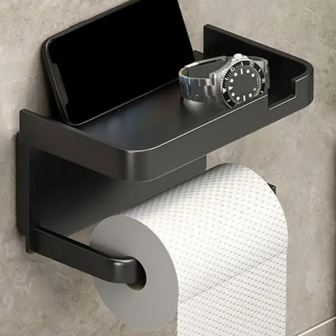 Suporte de Papel Higiênico Adesivo com Prateleira | Home Gaju