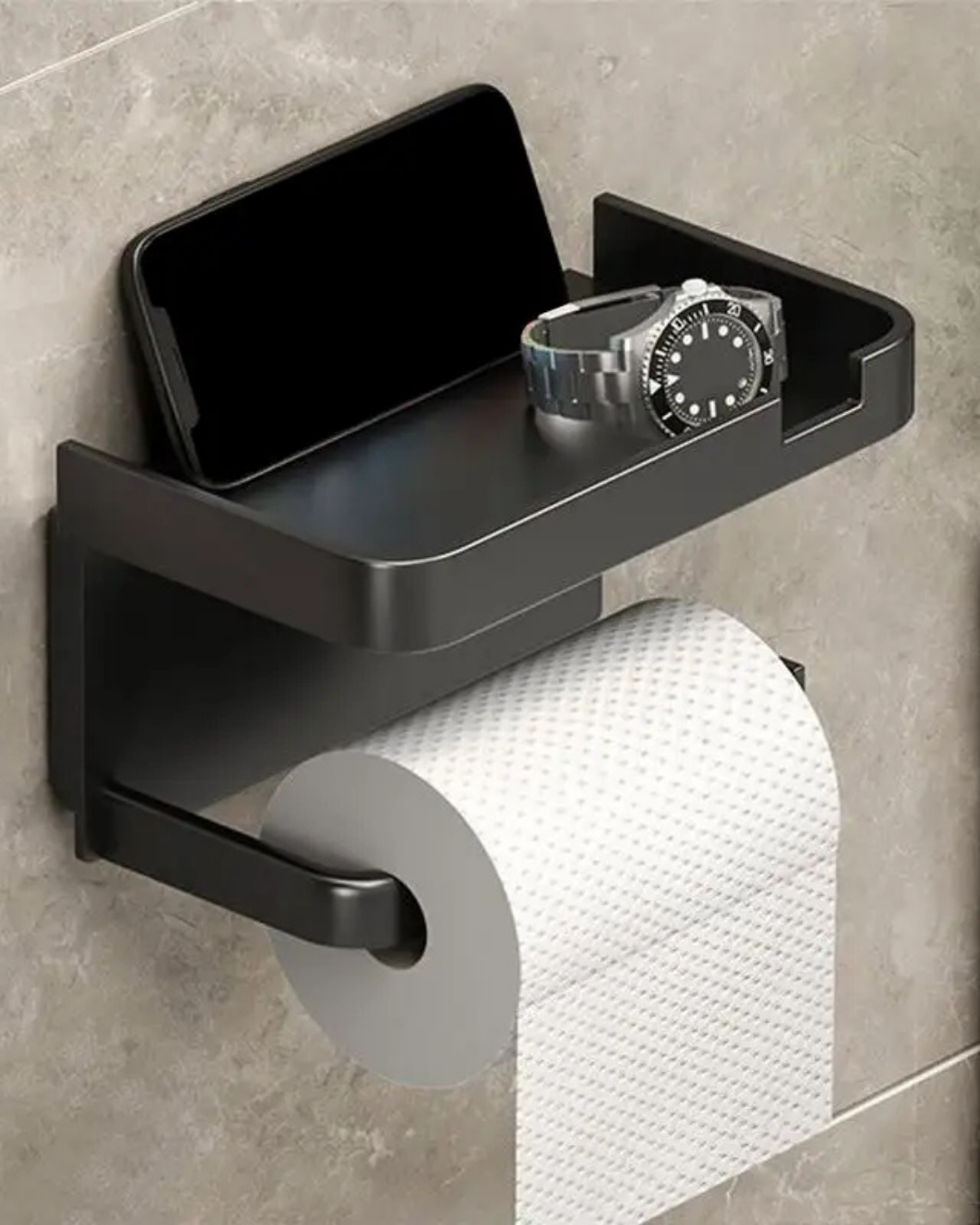 Suporte de Papel Higiênico Adesivo com Prateleira | Home Gaju