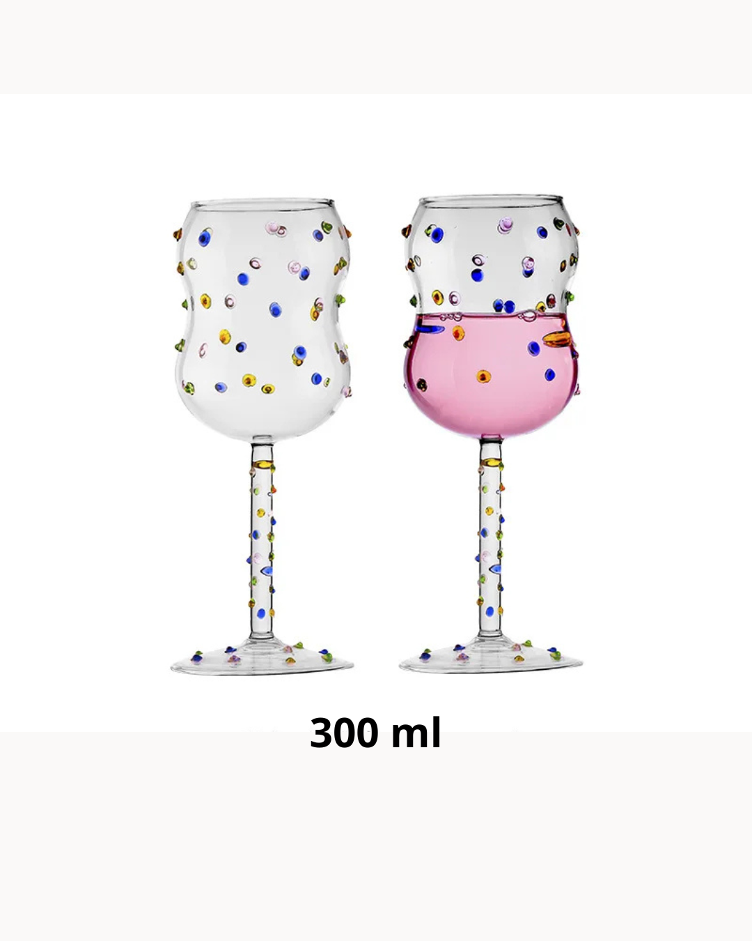 Taça de Vidro com Pontos Coloridos 300ml Vinho Branco e Tinto | Home Gaju