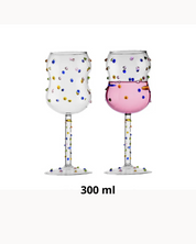 Taça de Vidro com Pontos Coloridos 300ml Vinho Branco e Tinto | Home Gaju