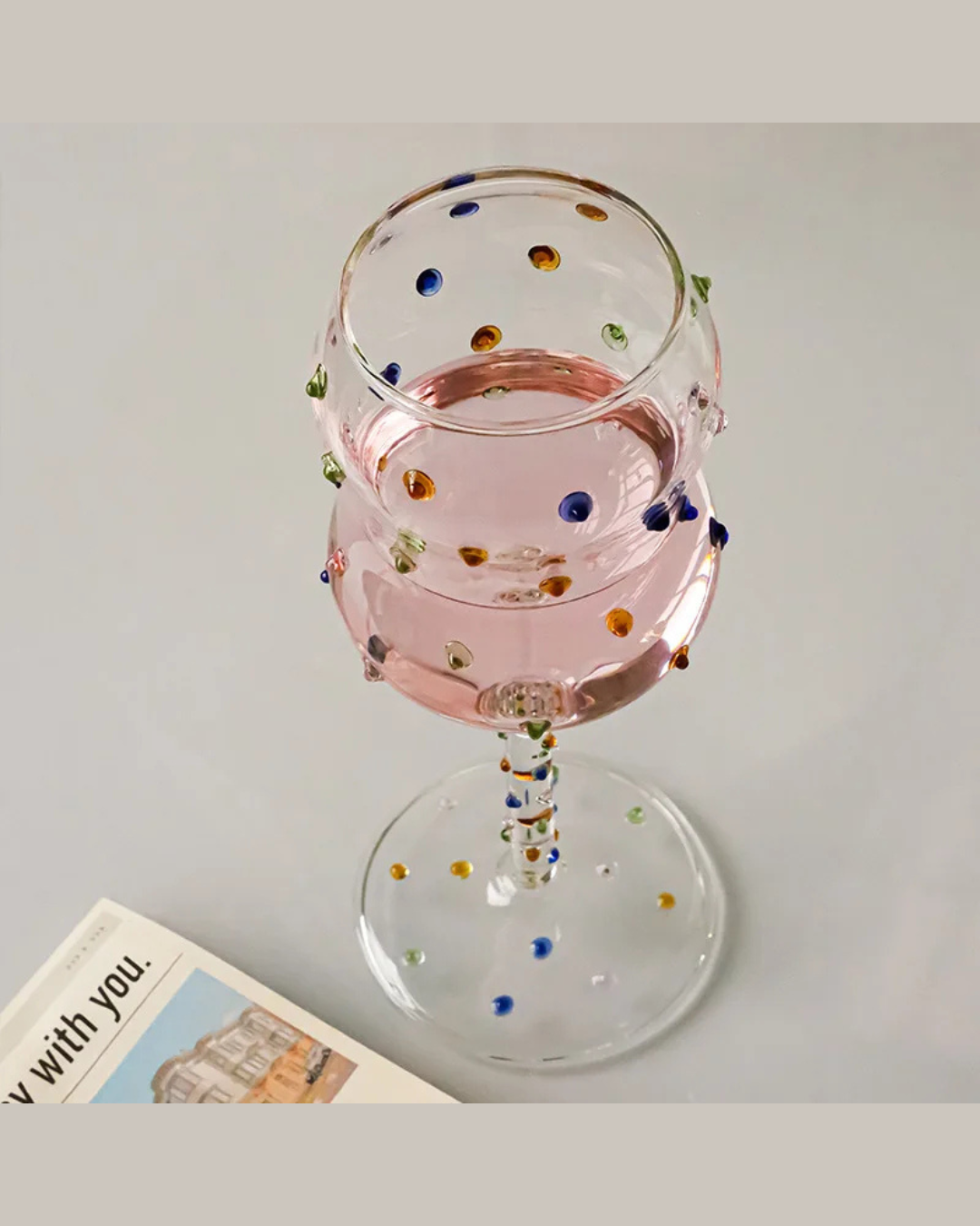 Taça de Vidro com Pontos Coloridos 300ml Vinho Branco e Tinto | Home Gaju