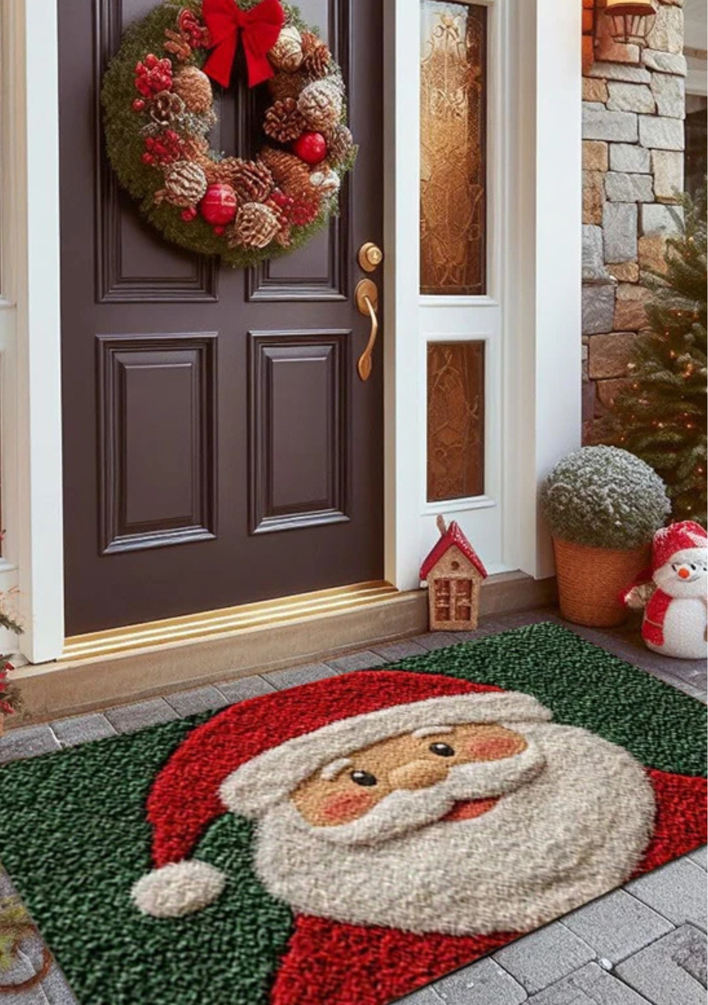 Tapete de Porta Feliz Natal Papai Noel na Porta 