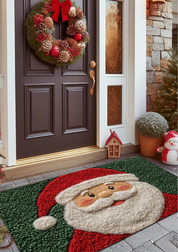Tapete de Porta Feliz Natal Papai Noel na Porta 