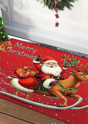 Tapete de Porta Feliz Natal Papai Noel com Rena