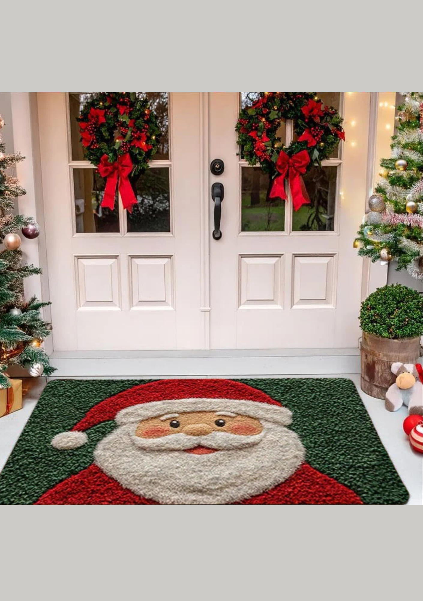 Tapete de Porta Feliz Natal Papai Noel na Porta da Frente
