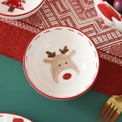 Tigela de Cerâmica Nórdica de Papai Noel com Tema Natalino - Ideal para Saladas, Sopas e Arroz | Home Gaju