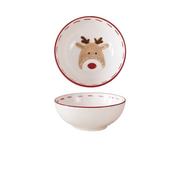 Tigela de Cerâmica Nórdica de Papai Noel com Tema Natalino - Ideal para Saladas, Sopas e Arroz | Home Gaju